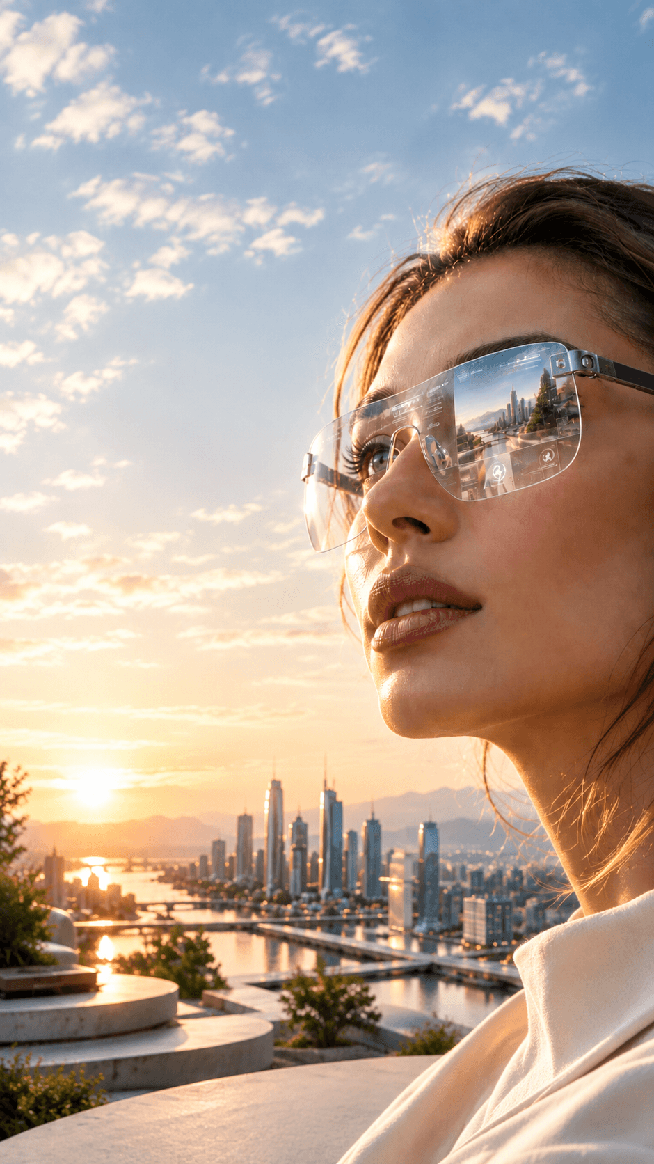 Rimless Eyewear in Frankfurt at sunrise